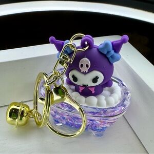 Hello Kitty & Friends Kuromi in Glitter Bubble Bath Bell Keychain Bag Charm NIP